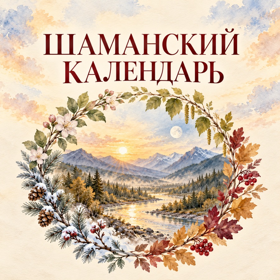 Акварельная обложка шаманского календаря