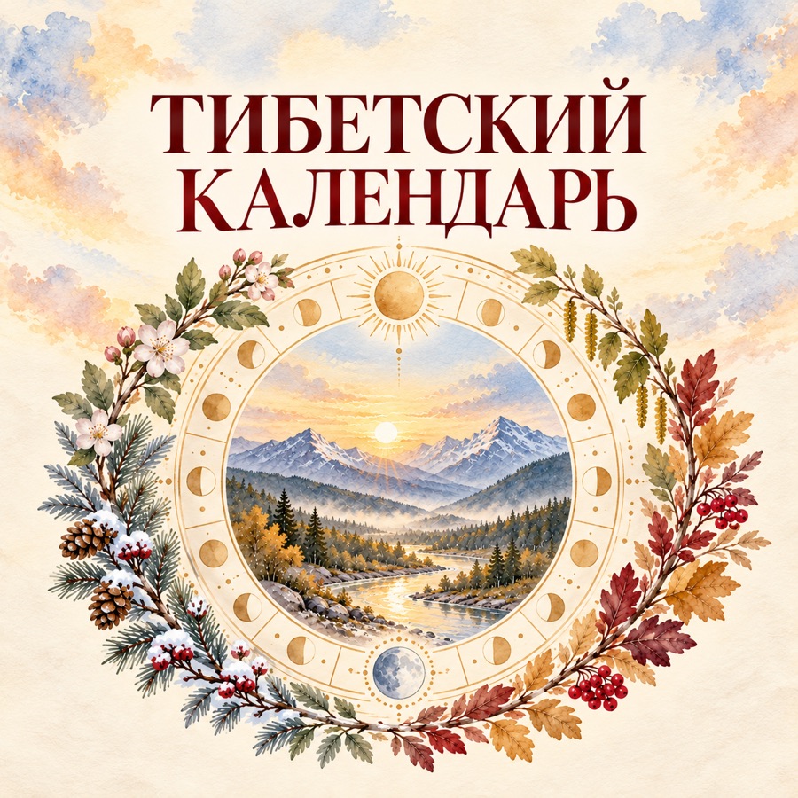 Акварельная обложка тибетского календаря
